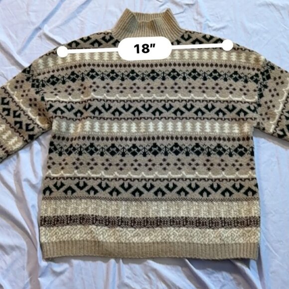 Chloe & Jasmine brand Long Sleeve Mockneck Turtleneck Sweater, Brown/Beige LARGE - Picture 5 of 8